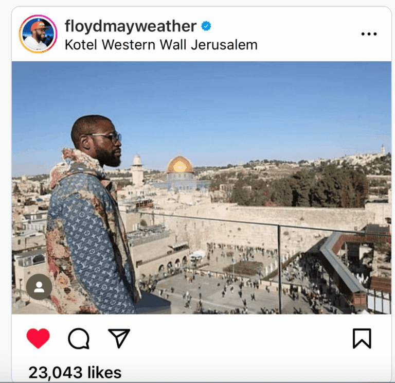 המתאגרף האגדי פלויד מיוות'ר פירסם פוסט אוהד על ביקורו בירושלים – ומחק אותו