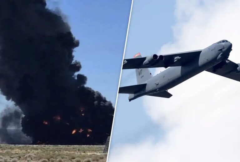 אף אחד מאנשי הצוות לא שרד: מפציץ בי-52 התרסק במסלול ההמראה בבסיס אדוארדס בקליפורניה